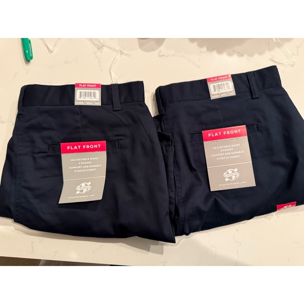 All Uniform Wear Girls Navy Flat Front Bermuda Shorts Lot – Size 16.5 NWT Plus‎
